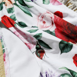 Toddler Girls Swimsuit Pure Color Ruffle Tops Flower Printing Panties Set