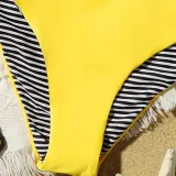 Toddler Girls Yellow Swimsuit Black and White Stripe Beachwear Set