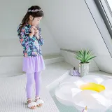Children Girls Flower Printed Long Sleeve Swimsuit Swimwear Tankini UV Protective Beachwear