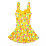 Kids Girls Swimsuits One Piece Ruffled Skirt Colourful Star Bathing Suit