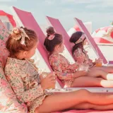Baby Toddler Girl Swimsuit Flower Printing Long Sleeve Lace Beachwear Set