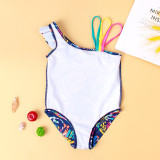 Toddler Girl Swimsuit Colourful Butterfly Printing Ruffled Beachwear