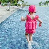 Baby Toddler Girl Float Rabbit Flower Printing Buoyancy Swimsuit