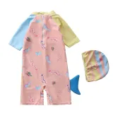 Baby Toddler Girl Cartoon Mermaid Swimsuit Contrast Color Beachwear