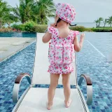 Baby Toddler Girl Float Rabbit Flower Printing Buoyancy Swimsuit
