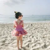 Baby Toddler Girl Swimsuit Lace Pearl Sleeveless Bikini One-Piece