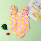 Baby Toddler Girl Swimsuit Flower Printing Ruffled Backless Beachwear