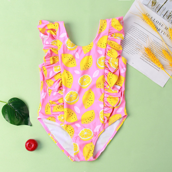 Baby Toddler Girl Swimsuit Flower Printing Ruffled Backless Beachwear