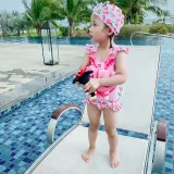 Baby Toddler Girl Float Rabbit Flower Printing Buoyancy Swimsuit