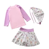 3PCS Baby Toddler Girl Unicorn Rainbow Swimsuit With Swimming Cap