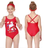 Girls Swimsuit One-Piece Rainbow Pegasus Unicorn Printed Beachwear For Toddler Kids