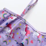 Toddler Girl Swimsuit Rainbow Unicorn Flamingo Ruffled Printing Bikini Set
