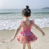 Baby Toddler Girl Swimsuit Lace Pearl Sleeveless Bikini One-Piece
