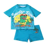 Toddler Boy Swimsuit Cool Surfer Dinosaur Beachwear Set
