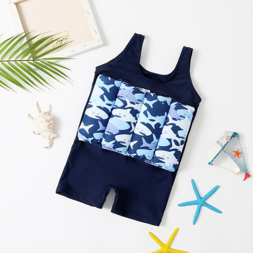 Toddler Boy Float Cartoon Shark Vest One-piece Buoyancy Swimsuit