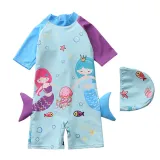 Baby Toddler Girl Cartoon Mermaid Swimsuit Contrast Color Beachwear