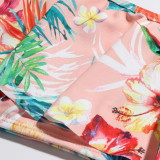 Toddler Girls Swimsuit Sleeveless Off-the-shoulder Flower Printing Ruffled Beachwear Set