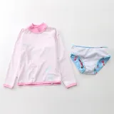 Baby Girls Mermaid Flamingo Cartoon Printed Swimsuits Ruffled Long Sleeve Beachwear