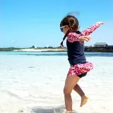Children Girls Pattern Long Sleeve Culotte Two-Pieces Swimsuit UV Protective Beachwear