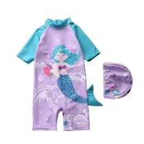 Baby Toddler Girl Cartoon Mermaid Swimsuit Short Sleeves Beachwear