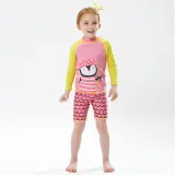 Kids Swimsuit Cartoon Penguin Long Sleeve Tops And Short Pants