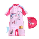 Baby Toddler Girl Cartoon Mermaid Swimsuit Short Sleeves Beachwear