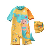 Baby Toddler Girl Cartoon Mermaid Swimsuit Contrast Color Beachwear
