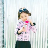 Children Girls Printed Long Sleeve Swimsuit Ruffled Swimwear Tankini UV Protective Beachwear