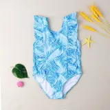 Baby Toddler Girl Swimsuit Flower Printing Ruffled Backless Beachwear