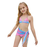 Toddler Girls Swimsuit 3 Piece Colourful Bikini Bathing Suit with Cover Up