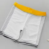 Kids Boy Swimsuit 3D Shark Tops And Stripe Pants With Swimming Cap