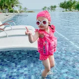 Baby Toddler Girl Float Rabbit Flower Printing Buoyancy Swimsuit