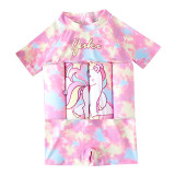 Baby Toddler Girls Pink Float Rainbow Unicorn Zipper Buoyancy Swimsuit