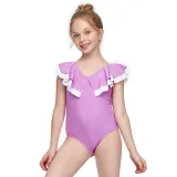 Girls Swimsuit Flounces Collar One-Piece Bikini Set Beachwear For Toddler Kids