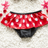 Baby Toddler Girl Bikinis Bowknot Dot Ruffle Printing Set With Cap
