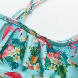 Toddler Girl Swimsuit Rainbow Unicorn Flamingo Ruffled Printing Bikini Set