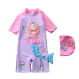 Baby Toddler Girl Cartoon Mermaid Swimsuit Short Sleeves Beachwear