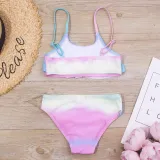 Toddler Girl Swimsuit Rainbow Leopard Bikini Ruffled Beachwear