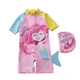 Baby Toddler Girl Cartoon Mermaid Swimsuit Contrast Color Beachwear