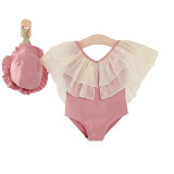 Baby Toddler Girl Swimsuit V-Nack Lace One-Piece Beachwear