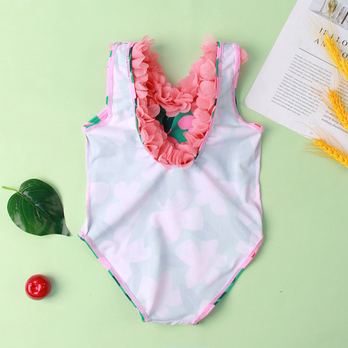 Baby Toddler Girl Swimsuit Flower V-Neck Vest Printed Beachwear