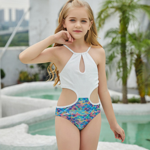 Toddler Girls Swimsuit Mermaid Panties Hollow Out Tankini Beachwear