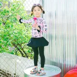Children Girls Printed Long Sleeve Swimsuit Ruffled Swimwear Tankini UV Protective Beachwear