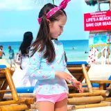 Children Girls Flower Printed Long Sleeve Two-Pieces Swimsuit UV Protective Beachwear