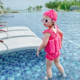 Baby Toddler Girl Float Rabbit Flower Printing Buoyancy Swimsuit