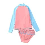 Baby Girls Mermaid Flamingo Cartoon Printed Swimsuits Ruffled Long Sleeve Beachwear