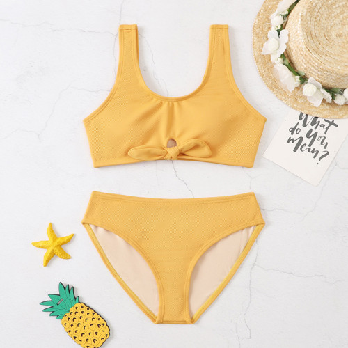 Toddler Girl Swimsuit Yellow Bowknot Bikini Beachwear Set