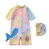 Baby Toddler Girl Cartoon Mermaid Swimsuit Contrast Color Beachwear