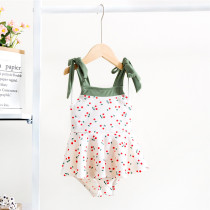 Toddler Girl Swimsuit Cherry Printing Ruffled One-Piece Beachwear