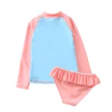 Baby Girls Mermaid Flamingo Cartoon Printed Swimsuits Ruffled Long Sleeve Beachwear